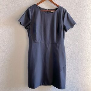 LOFT Womens Dress Sheath Short Sleeve Blue Gray Business Work Round Neck Size 10